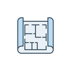 Blueprint or House Plan vector concept colored icon