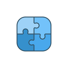 Four Pieces Puzzle vector concept blue icon