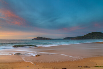 High Cloud Sunrise Seascape with Soft Shades of Colour