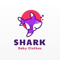 Vector Logo Illustration Shark Color Mascot Style.