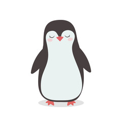 Cute penguin, vector childish illustration in flat style. For poster, greeting card and baby design.