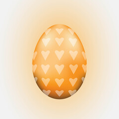 Easter egg with hearts on a light background
