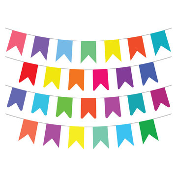 Vector party celebration garlands and flags decoration card background template