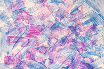 Abstract art background light blue and purple colors. Watercolor painting on canvas with strokes and splash.