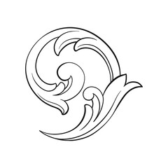 Vintage Baroque Victorian frame border floral ornament leaf scroll engraved retro flower pattern decorative design tattoo black and white Japanese filigree calligraphic vector heraldic swirl