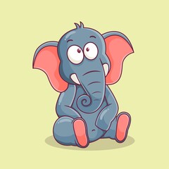 cute elephant cartoon illustration