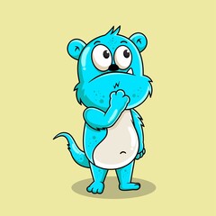 cute blue monster cartoon illustration