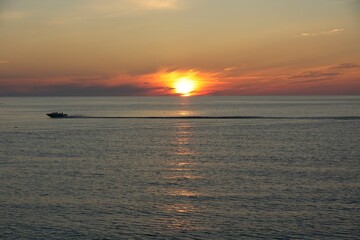 Sunset over Northumberland Strait from Pugwashin Nova Scotia Canada
