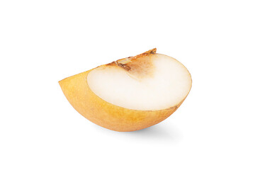 Snow pear or Korea pear fresh fruit with slices isolated on white background