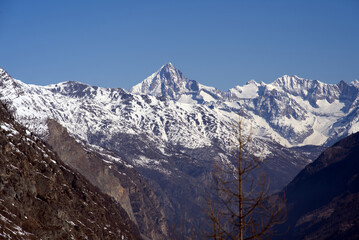 Fototapeta na wymiar Matter valley seen from Gornergrat, Zermatt, Switzerland.