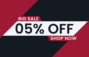 Big Sale 5% Off Shop Now. 5 percent discount Special Offer Modern Banner