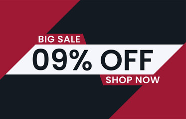 Big Sale 9% Off Shop Now. 9 percent discount Special Offer Modern Banner