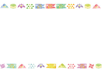 イラスト素材: 背景　こどもの日　鯉のぼりを含む端午の節句の各種イラスト
