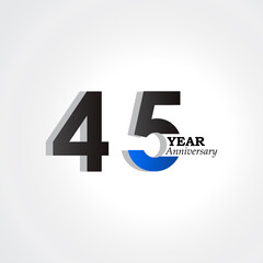 45 Years Anniversary Celebration Blue Color Vector Template Design Illustration