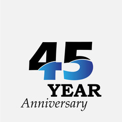 45 Years Anniversary Celebration Blue Color Vector Template Design Illustration