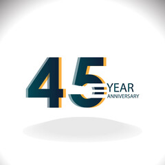 45 Years Anniversary Celebration Blue Color Vector Template Design Illustration