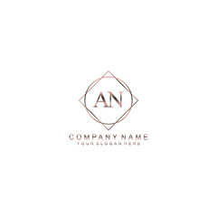 AN Initials handwritten minimalistic logo template vector