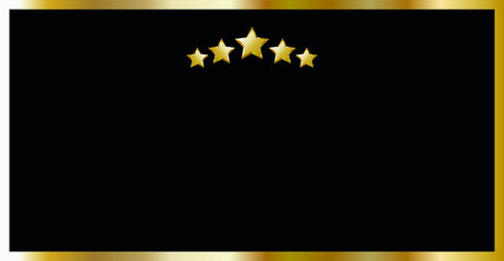 vector set of postcards in black. flat image of a set of postcards with black background and gold stars