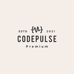 Fototapeta premium code pulse hipster vintage logo vector icon illustration