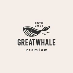 Obraz premium great whale hipster vintage logo vector icon illustration
