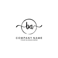 BA Initials handwritten minimalistic logo template vector