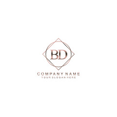 BD Initials handwritten minimalistic logo template vector