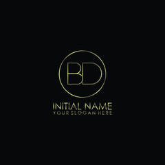 BD Initials handwritten minimalistic logo template vector