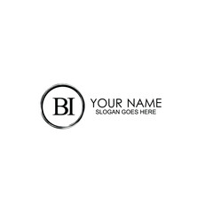BI Initials handwritten minimalistic logo template vector