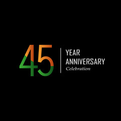 45 Years Anniversary Celebration Color Vector Template Design Illustration