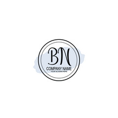 BN Initials handwritten minimalistic logo template vector