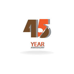 45 Years Anniversary Celebration Color Vector Template Design Illustration