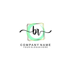 BR Initials handwritten minimalistic logo template vector