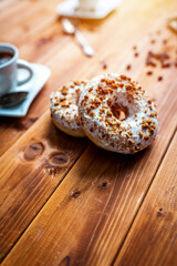 White donut with chocolate sprinkle