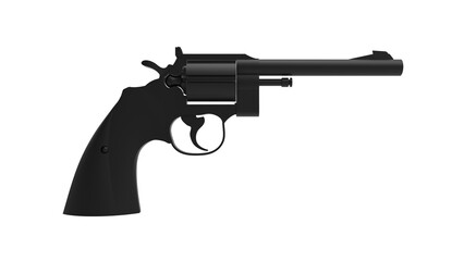 3D rendering of a revolver pistol isolated on a white background