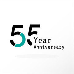55 Years Anniversary Celebration Blue Color Vector Template Design Illustration