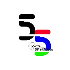 55 Years Anniversary Celebration Blue Color Vector Template Design Illustration