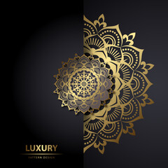 Luxury ornamental mandala design background in gold color