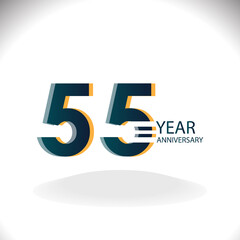 55 Years Anniversary Celebration Blue Color Vector Template Design Illustration