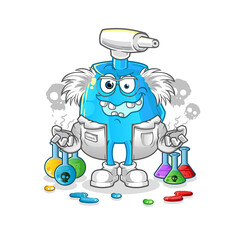cleaning spray mad scientist illustration. character vector