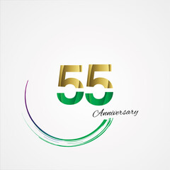 55 Years Anniversary Celebration Gold Black Color Background Vector Template Design Illustration