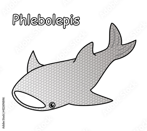 古代魚 フレボレピス Phlebolepis ジンベイザメに似た姿のアゴがない魚 イラスト ベクター Ancient Fish Phlebolepis A Jawless Fish That Looks Like A Whale Shark Illustration Vector Wall Mural みやもとかずみ