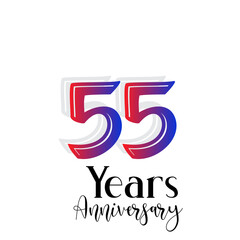 55 Years Anniversary Celebration Rainbow Color Vector Template Design Illustration