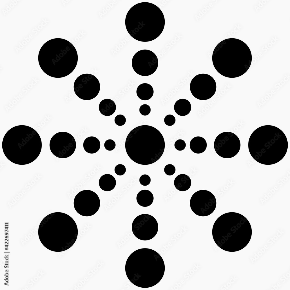 Aufkleber dots rays ornament pattern. vector dots rays.