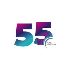 55 Years Anniversary Celebration Rainbow Color Vector Template Design Illustration