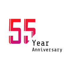 Obraz premium 55 Years Anniversary Celebration Red Color Vector Template Design Illustration