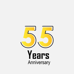 55 Years Anniversary Celebration Yellow Color Vector Template Design Illustration