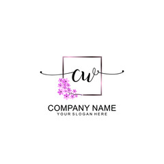 CW Initials handwritten minimalistic logo template vector