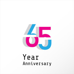 65 Years Anniversary Celebration Color Vector Template Design Illustration