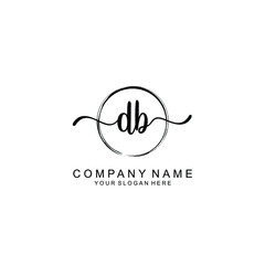 DB Initials handwritten minimalistic logo template vector