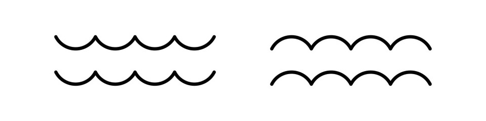 Waves icons set. Sea or ocean waves isolated on white background. Vector illustration